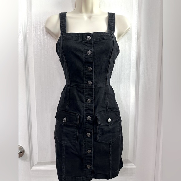 H&M Black Denim Button-Front Dress - Picture 1 of 4